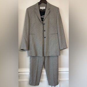 Larry Levine Gray Tweed Women's Suit Pants Blazer Gray Office Career VTG Size 10
